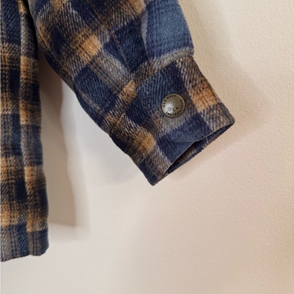 Old Navy Kids Plaid Shacket Blue and Brown Toddler Boys Size 2T Quilted Lining - Picture 3 of 9